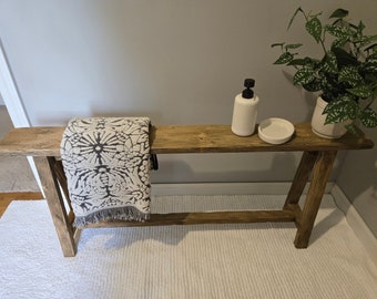 Artisan Narrow Bench: 46 Inch Vintage Farmhouse Entryway Seating