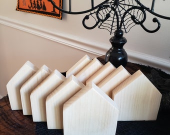 Wooden Farmhouse Mini Blanks / DIY / Each house 3-1/2 w x 4 h x 3/4&quot; thick