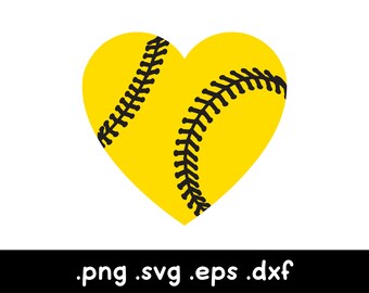 Softball Heart Svg, Softball Clipart, Love Softball Svg, Softball Mom Svg, Softball Mama Svg, Softball Shirt Svg, Softball Fan Svg