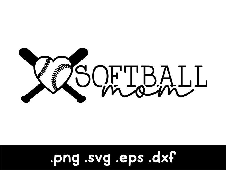 Softball Mom Svg Softball Heart Svg Softball Clipart Love Etsy