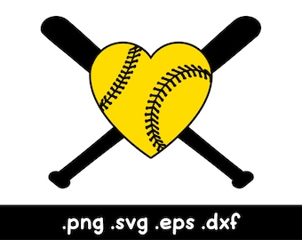 Softball Heart Svg, Softball Clipart, Love Softball Svg, Softball Mom Svg, Softball Mama Svg, Softball Shirt Svg, Softball Fan Svg