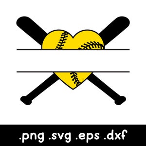 Split Softball Svg, Softball Heart Svg, Softball Clipart, Love Softball Svg, Sports Clipart, Softball Shirt Svg, Softball Fan Svg