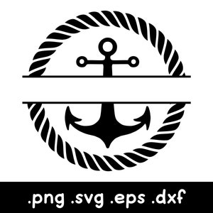 Puede incluir: Diseño de monograma dividido en blanco y negro con un círculo de cuerda y un ancla en el centro. El diseño es perfecto para agregar un toque personalizado a tus manualidades.