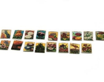 Large Set Of Authentic Victorian Flowers Seed Packets - Dolls House Miniature Garden - 12th Scale - Dollhouse Gardening - Miniature