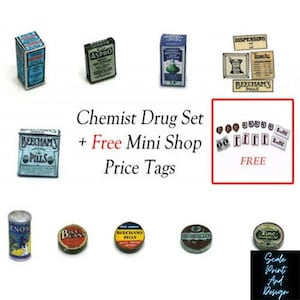 Chemist Druggist Shop Set - Dolls House Miniature Medicine - 12th Scale - Dollhouse Medicine pack - Miniature Medicine - Dollhouse Chemist