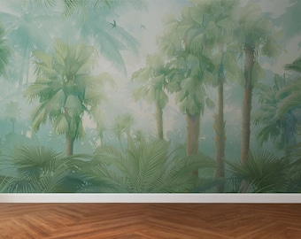 Green Jungle Dollhouse Miniature Mural - All Scales Available - Papers, Self Adhesive And Fabrics