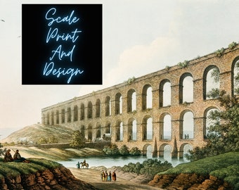 De Aquaduct-muurschildering: poppenhuisminiatuurbehang - alle schalen beschikbaar - papier, zelfklevend of stof - miniatuurpapier