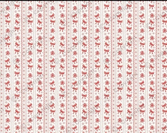 Christmas Ribbon Dollhouse Miniature Wallpaper -All Scales Available-Papers, Self Adhesive And Fabrics-Dollhouse Miniature-Christmas