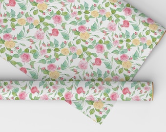 Annies Florals Dollhouse Miniature Wallpaper - All Scales Available - Papers, Self Adhesive And Fabrics