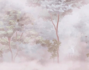 Pastel Forest Dollhouse Miniature Mural - All Scales Available - Papers, Self Adhesive And Fabrics