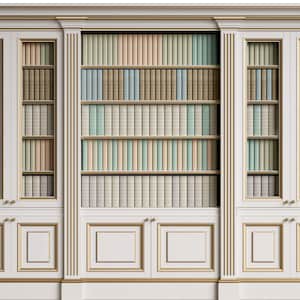 Large Bookcase Dollhouse Miniature Wallpaper - All Scales Available -Paper, Self Adhesive or Fabric-Miniature Wallpaper