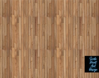 Natural Wood Floor Dollhouse Miniature Wallpaper - All Scales Available - Papers, Self Adhesive And Fabrics