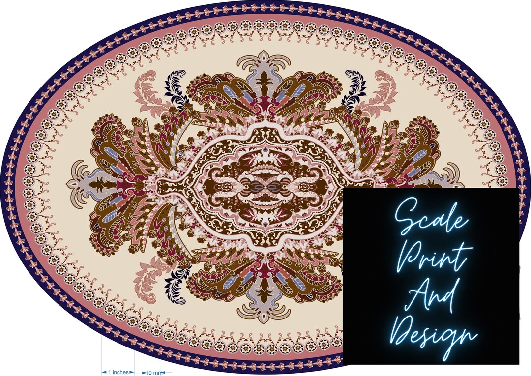 Pink Heather Oval Dollhouse Rug Sizes for All Scales Available Custom