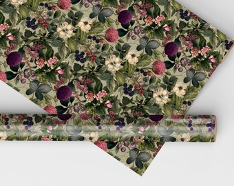 Old English Flowers Dollhouse Miniature Wallpaper - All Scales Available - Self Adhesive And Fabrics - Miniature