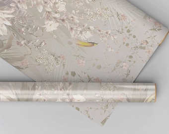 Floral Mist Mural Dollhouse Miniature Wallpaper - All Scales Available - Paper, Self Adhesive or Fabric - Miniature Paper