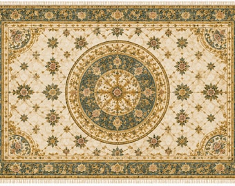 Villa Floriana Rug - Sizes For All Scales Available - Custom Sizes Available - Miniature Rugs - Dollhouse Rugs - Rugs