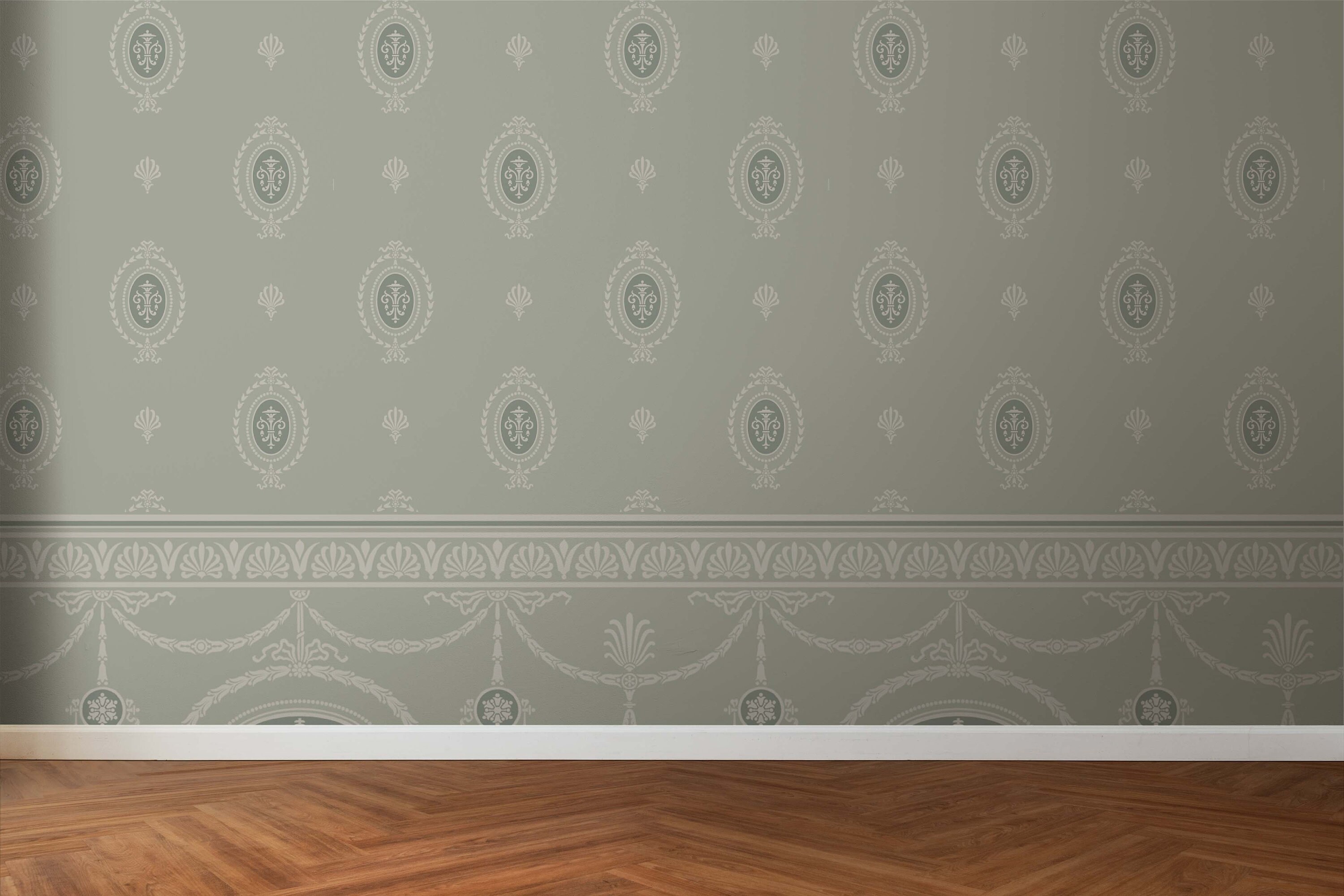 Colonial Return Dollhouse Miniature Wallpaper - All Scales Available - Papers, Self Adhesive And Fabrics - Dollhouse Wallpaper