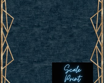 Art Deco Dark Dollhouse Rug - Sizes For All Scales Available - Custom Sizes Available - Miniature Rugs - Dollhouse Rugs - Rugs