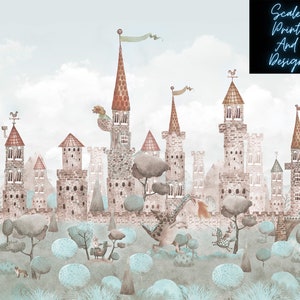 Knight Castle Style 2 Wandbild Puppenhaus Miniatur Wallpaper - Alle Skalen verfügbar - Papier, selbstklebend oder Stoff - Miniaturpapier