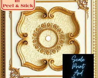 Deva Ceiling Square Panel Paper - Miniature Dollhouse - Sizes For All Scales Available - Material Choice - Dollhouse Ceiling