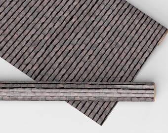English Flat Roof Tiles - Dollhouse Miniature External Paper-All Scales Available - Papers-Self Adhesive And Fabrics - Miniature Roofing