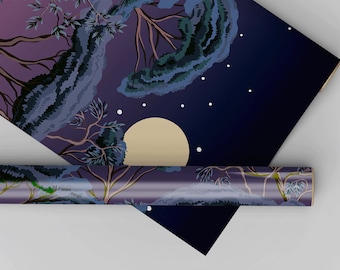 Midnight At The Oasis Dollhouse Miniature Wallpaper - All Scales Available - Papers, Self Adhesive And Fabrics-Dollhouse Wallpaper
