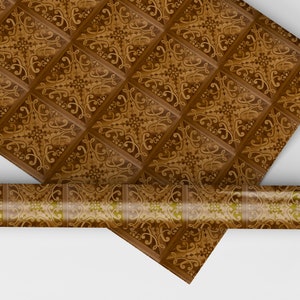 Decorated Floral Flourish Parquet Floor - Dollhouse Miniature Flooring Paper-All Scales Available-Papers,Self Adhesive And Fabrics-Miniature