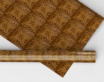 Decorated Floral Flourish Parquet Floor - Dollhouse Miniature Flooring Paper-All Scales Available-Papers,Self Adhesive And Fabrics-Miniature
