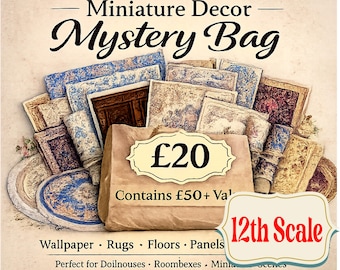 Miniature Mystery Bag for 20 Pound / Dollhouse Rugs & Tapestry Bundle / 1:12 Scale Miniature Decor / Surprise Miniature Accessories Lot