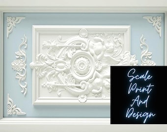 Delicate Blue Ceiling Panel - Sizes For All Scales Available - Material Choice - Miniature Ceiling paper - Dollhouse Ceiling