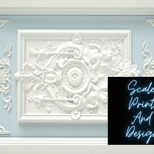 Delicate Blue Ceiling Panel - Sizes For All Scales Available - Material Choice - Miniature Ceiling paper - Dollhouse Ceiling