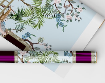 Marlee Chinoiserie met ramen muurschildering poppenhuis miniatuur behang - alle schalen beschikbaar - papier, zelfklevend of stof-miniatuur papier