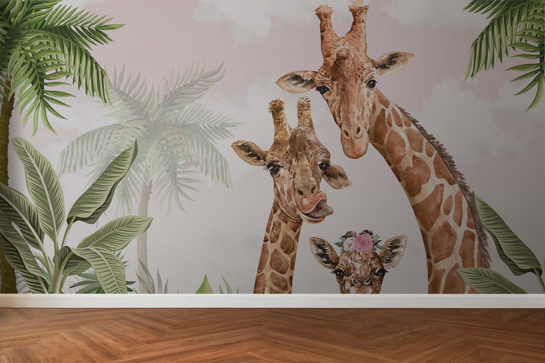 Giraffe Family Dollhouse Miniature Wall Mural - All Scales Available ...