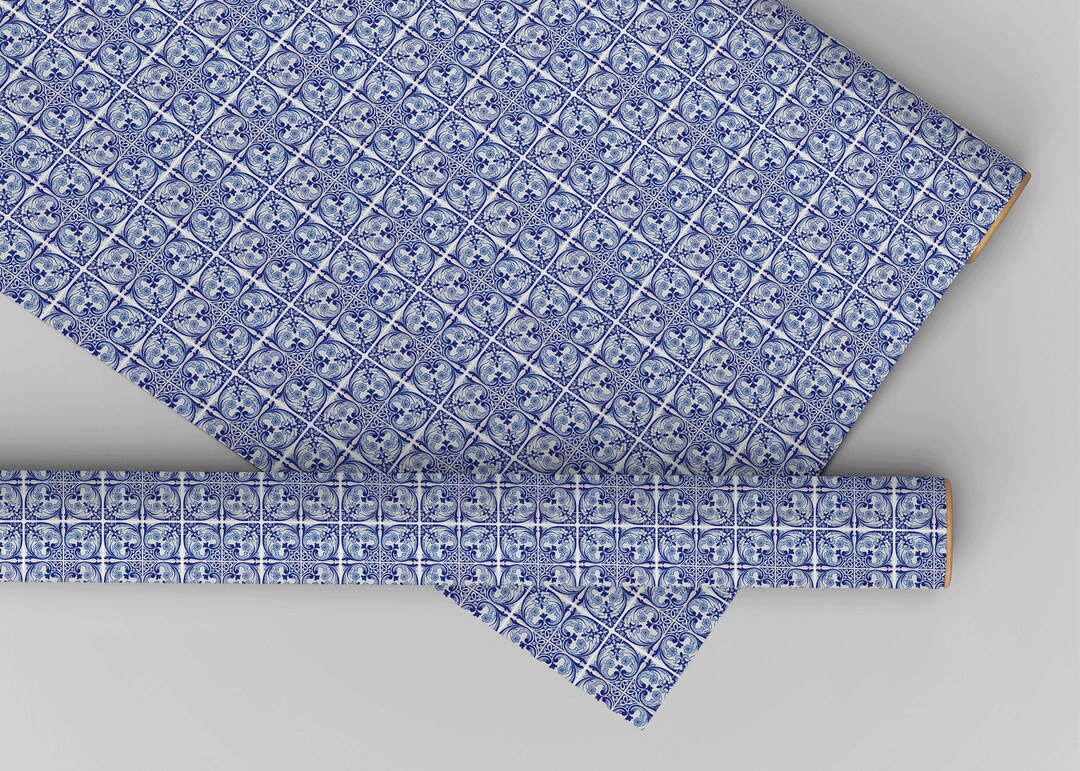 Blue Dana Tiles Dollhouse Miniature Wallpaper - All Scales Available ...