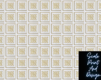 Dena Ceiling Panel - Dollhouse Wallpaper - All Scales Available - Material Choices -Dollhouse Ceiling -Miniature Ceiling -Ceiling Paper
