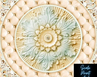 Europese-Romeinse-Plafon Ceiling Square Panel Paper - Miniature Dollhouse - Sizes For All Scales Available-Material Choice-Dollhouse Ceiling