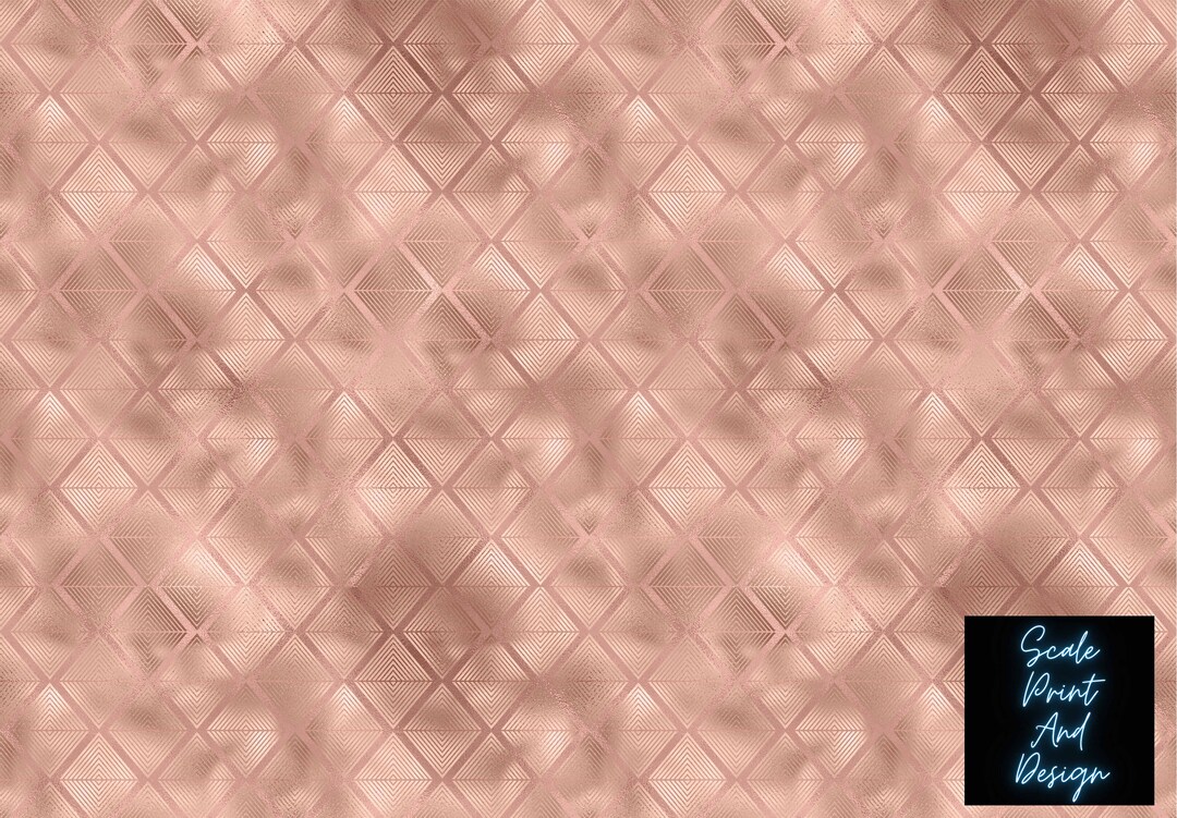 Rose Gold Art Deco Diamonds Dollhouse Miniature Wallpaper - All Scales ...