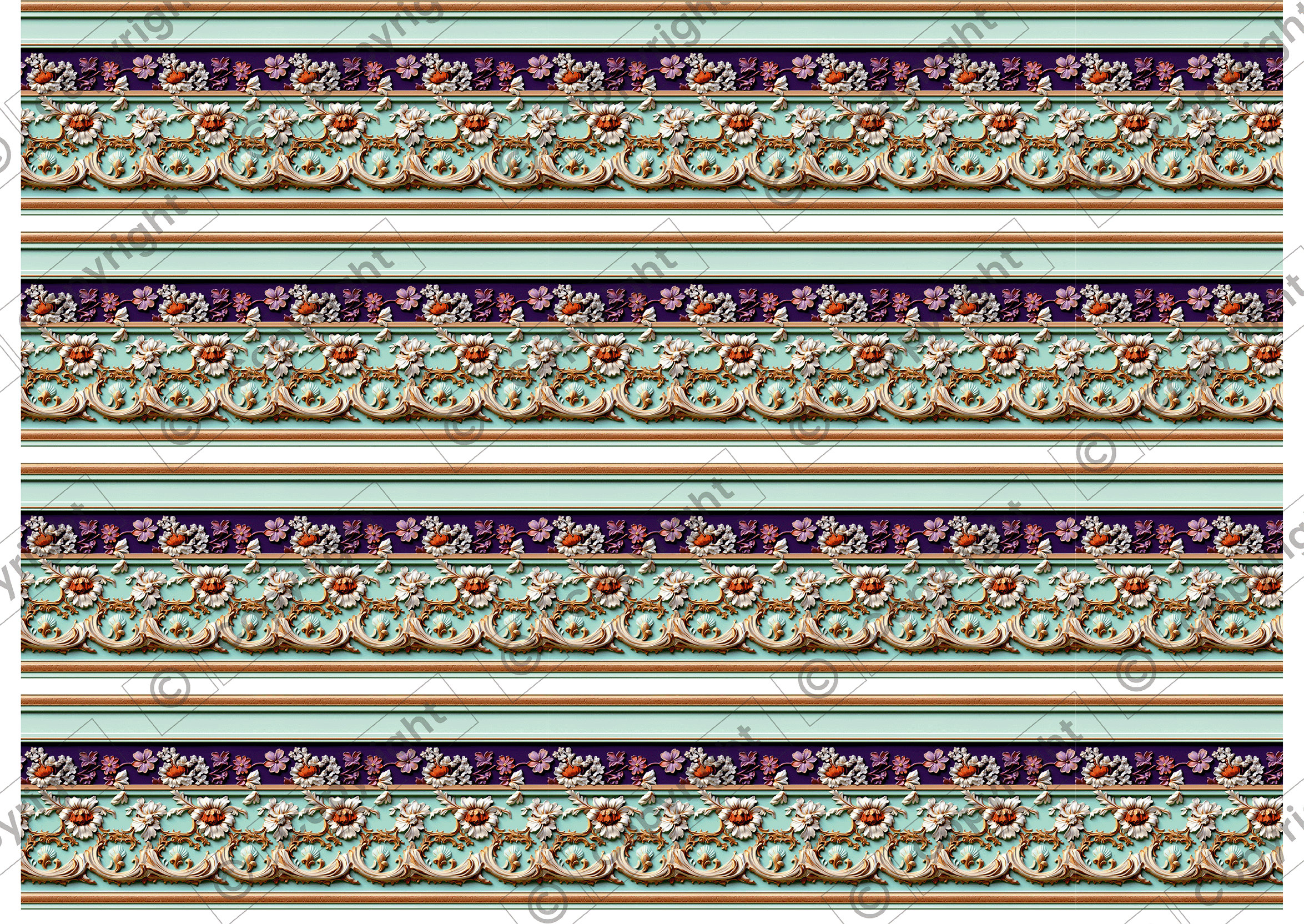 Empire Border Frieze Sheet  Dollhouse Miniature Wallpaper - All Scales Available - Papers, Self Adhesive - Dollhouse Wallpape