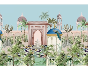 Persian Palace Mural Dollhouse Miniature Wallpaper - All Scales Available - Paper, Self Adhesive or Fabric - Miniature Paper