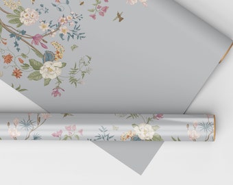 Chinoiserie Blooms Dollhouse Miniature Wallpaper - All Scales Available - Papers, Self Adhesive And Fabrics -Dollhouse Wallpaper