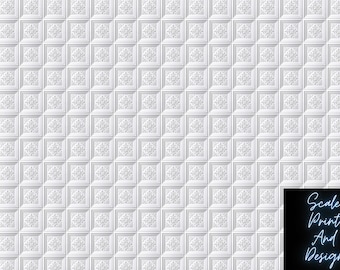 Wilson Ceiling Paper - Dollhouse Wallpaper - All Scales Available - Material Choices -Dollhouse Ceiling -Miniature Ceiling