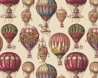 Vintage Hot Air Balloons Dollhouse Miniature Wallpaper - All Scales Available - Papers, Self Adhesive And Fabrics -Dollhouse Wallpaper