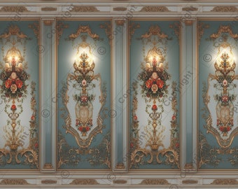 Amelle Classic Dollhouse Miniature Wallpaper - All Scales Available - Papers, Self Adhesive And Fabrics