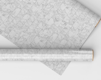Carrara White Marble Floor -Dollhouse Miniature Flooring Paper-All Scales Available -Papers, Self Adhesive And Fabrics-Miniature Wallpaper