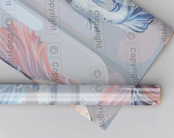 Betta vis muurschildering poppenhuis miniatuur behang - alle schalen beschikbaar - papier, zelfklevend of stof - miniatuur papier