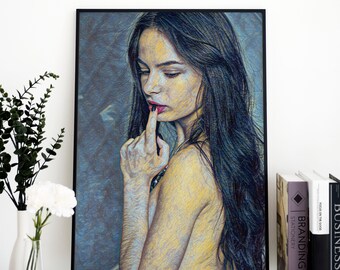 Colorful Sexy Naked Female Poster, Erotic Prints, Nude Women, Feminist