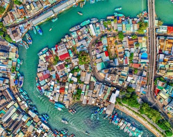 カラフルなベトナム - フーコック島のドローン写真 - ファインアート写真プリント - フレームなし