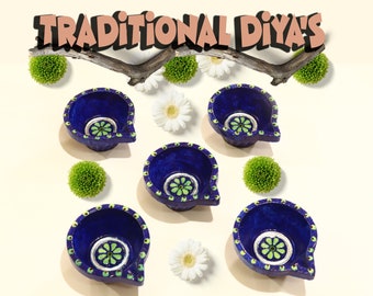 Handcrafted Elegance: Traditional Clay Diyas for Your Home" Set of 5