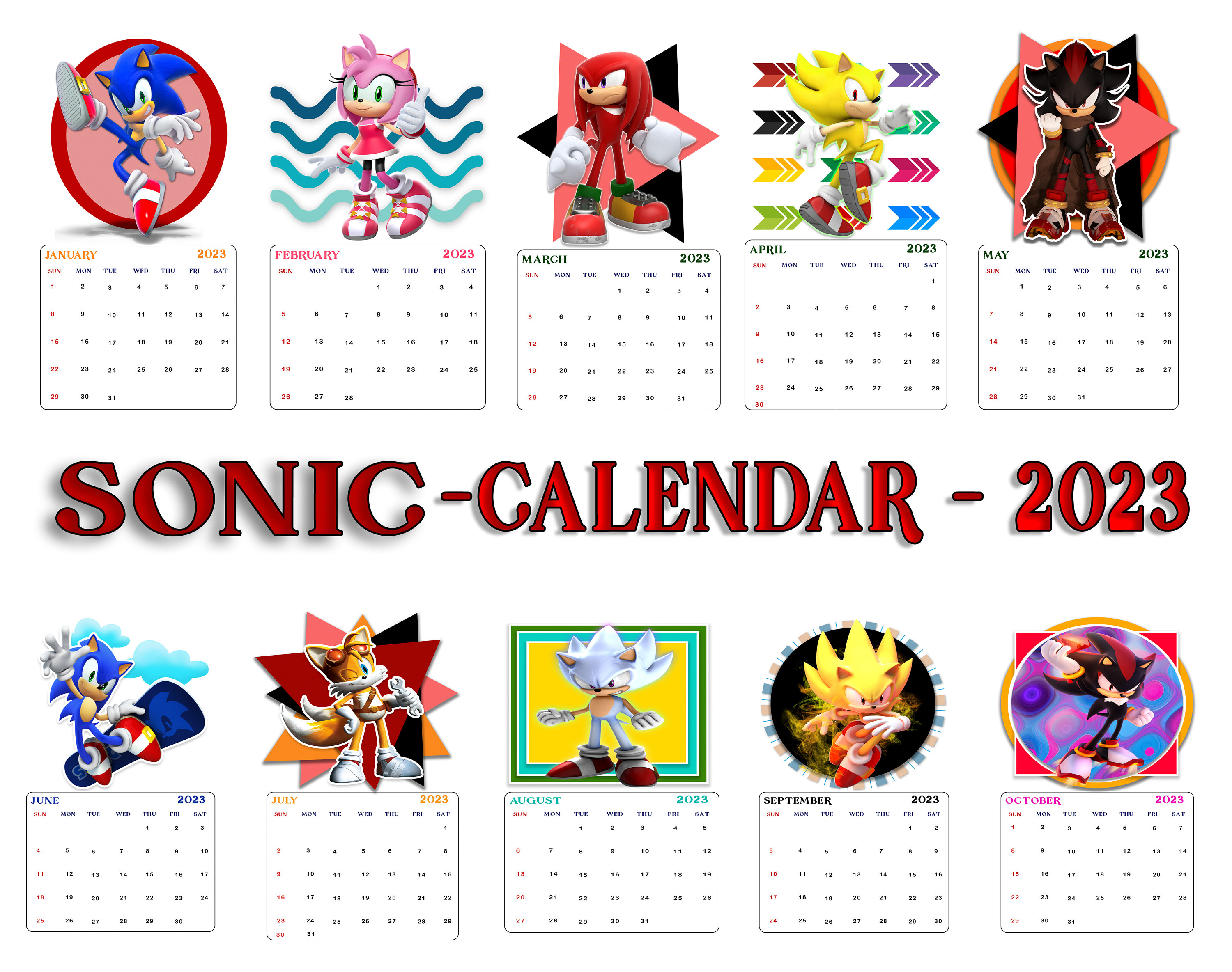 Sonic Calendar 2023 Best Gift for Everyone Digital Download Etsy
