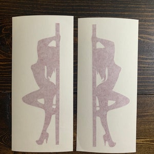Set of 2 Lady Pole Dancer Car Decals